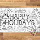  Happy Holidays Coloring Table Runner, 18x72"