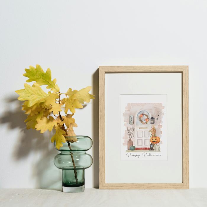 Custom Halloween Watercolor Front Door Art Print - 4 Styles
