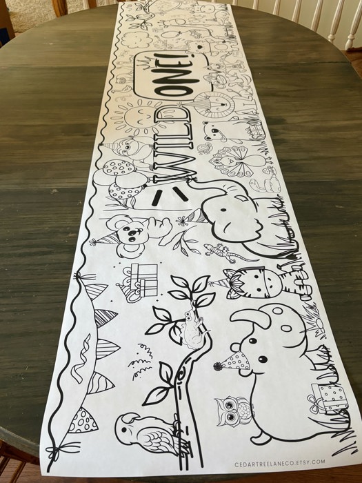 Wild ONE Coloring Table Runner, 18x72"