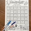  30 Days of Gratitude November Coloring Page, 18x24"