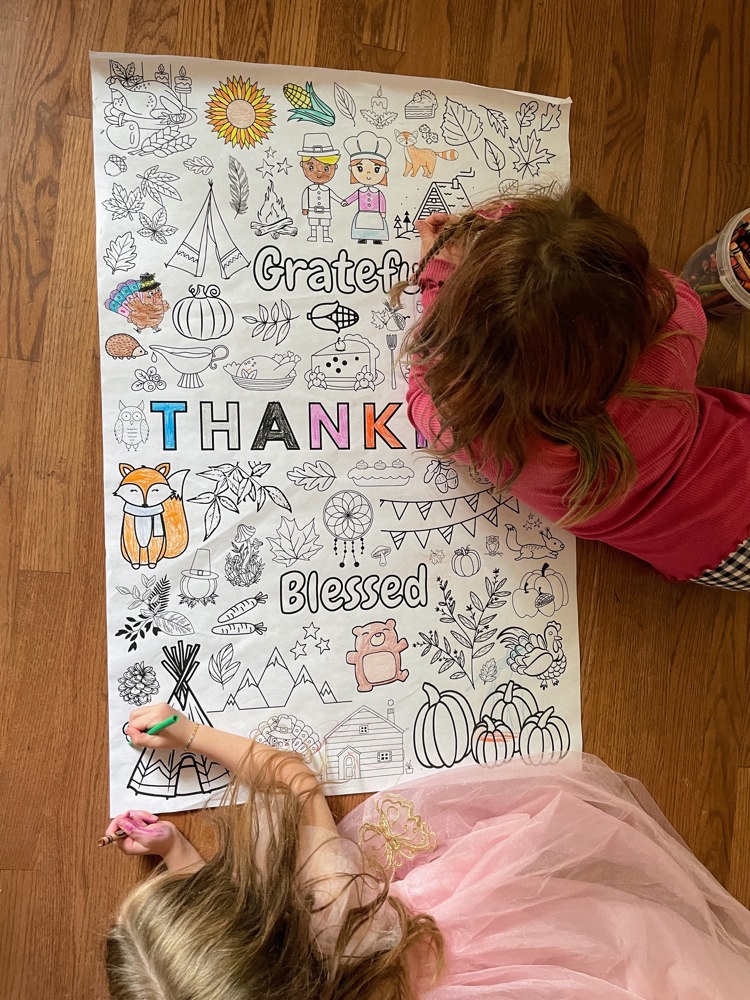 Grateful, Thankful, Blessed Big Coloring Poster, 24x36"