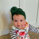 Dark Green Baby Turban Beanie, fits 3m-18m