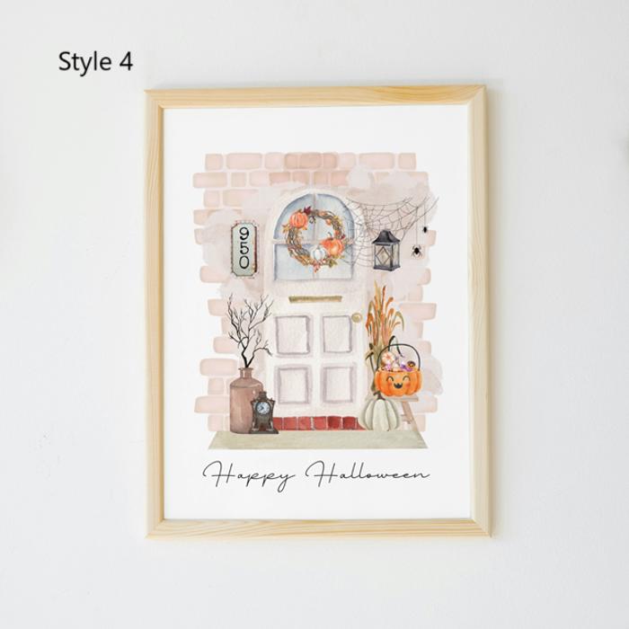 Custom Halloween Watercolor Front Door Art Print - 4 Styles