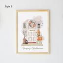 5 x 7 Custom Halloween Watercolor Front Door Art Print - 4 Styles