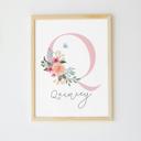  Custom Floral Nursery Initial Art Print