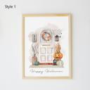 5 x 7 Custom Halloween Watercolor Front Door Art Print - 4 Styles