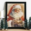  Watercolor Santa Holding a Nativity Art Print | Multiple Sizes