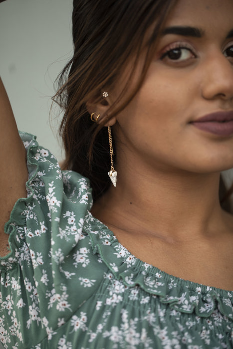 Long Chain Arrowhead Earrings