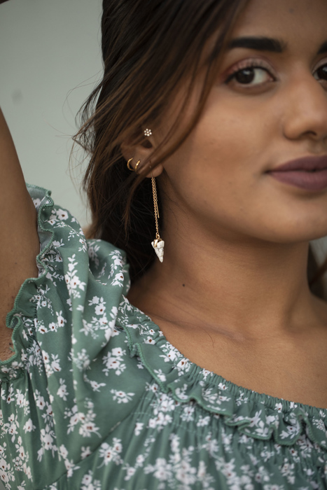 Long Chain Arrowhead Earrings