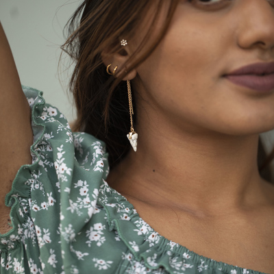 Long Chain Arrowhead Earrings