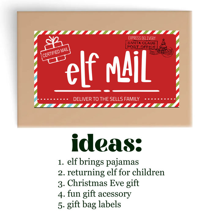Persoanlzied Elf Mail Digital Shipping Label