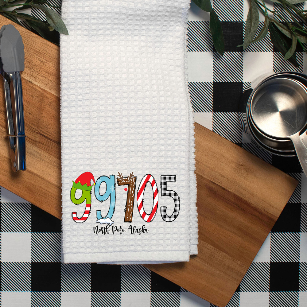 Christmas Zip Code Dish Towel