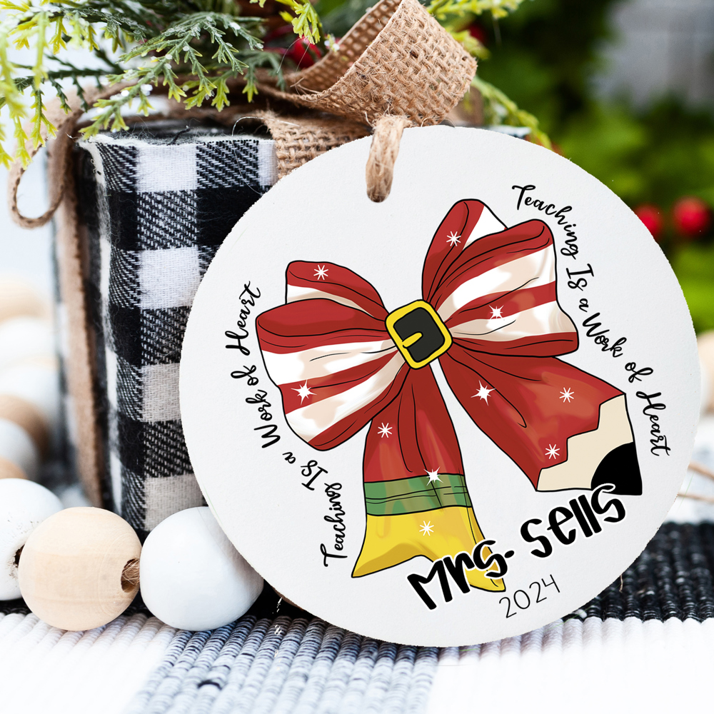 Personalized Coquette Teacher Ornament- Teacher Gift Tag