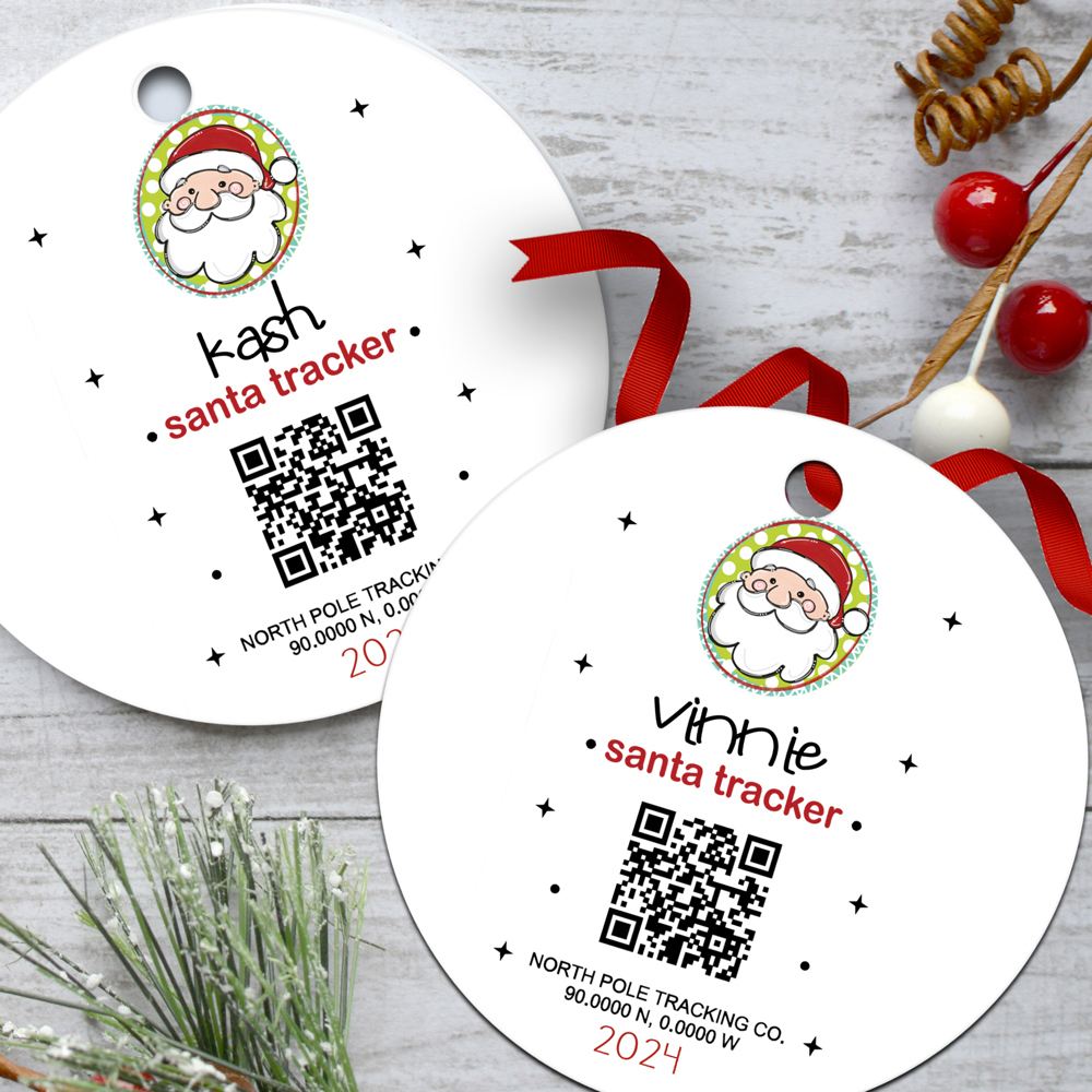 Personalized Track Santa QR Code Ornament