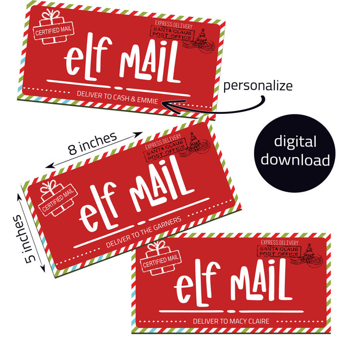 Persoanlzied Elf Mail Digital Shipping Label
