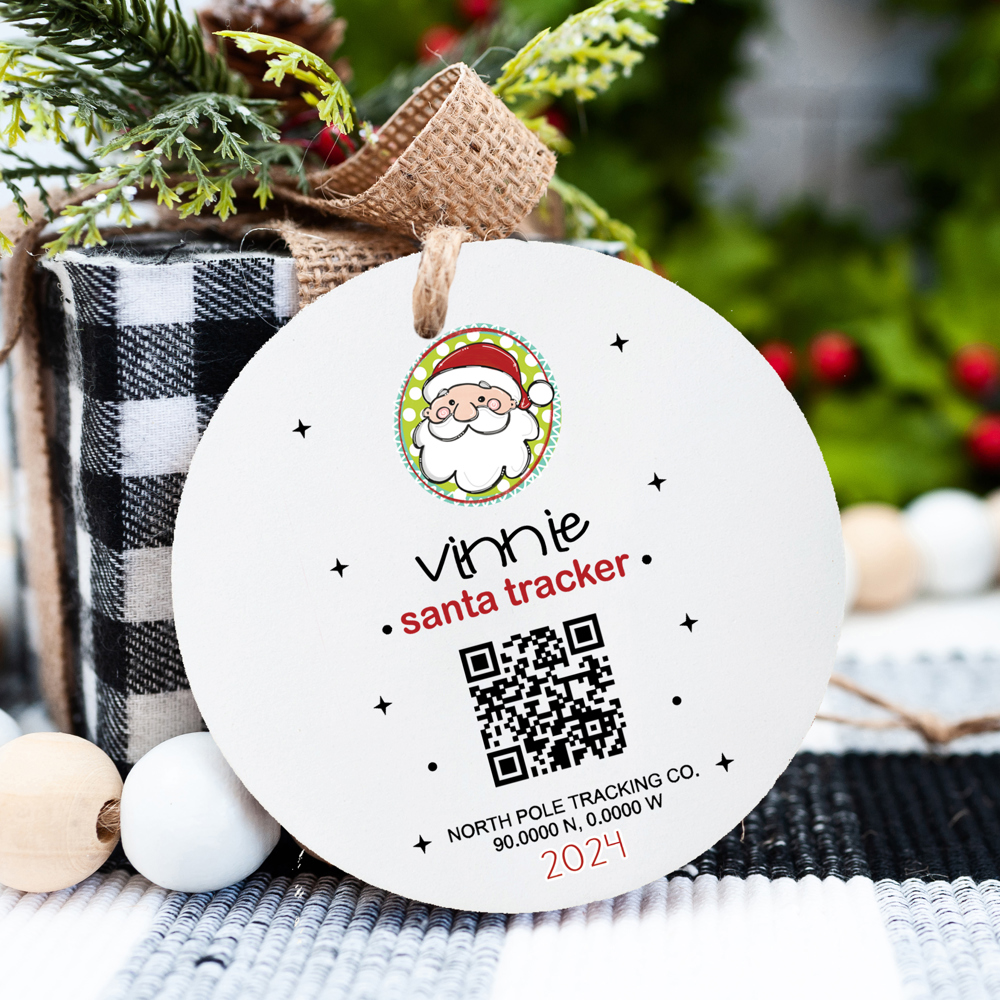 Personalized Track Santa QR Code Ornament