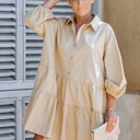  PUFF SLEEVES OVERSIZED MINI DRESS WITH POCKETS