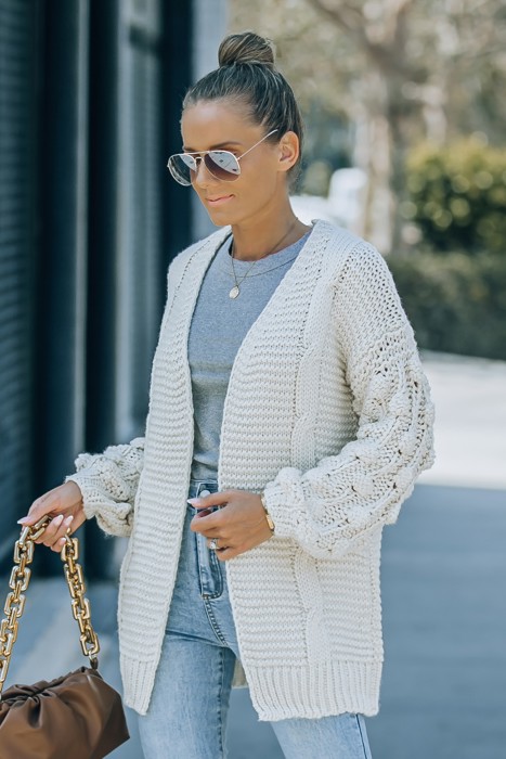 POM POM OPEN CARDIGAN