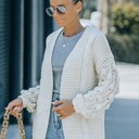 S-M Ivory POM POM OPEN CARDIGAN