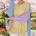 S-M Lemon drop COLOR BLOCK DROPPED SHOULDER SWEATER