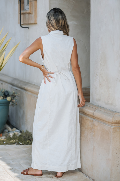LINEN LONG SHIRT DRESS