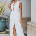  LINEN LONG SHIRT DRESS