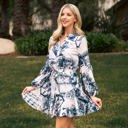 Small NAVY PRINT BILLOWY FIT MINI FLOWY SKRIT
