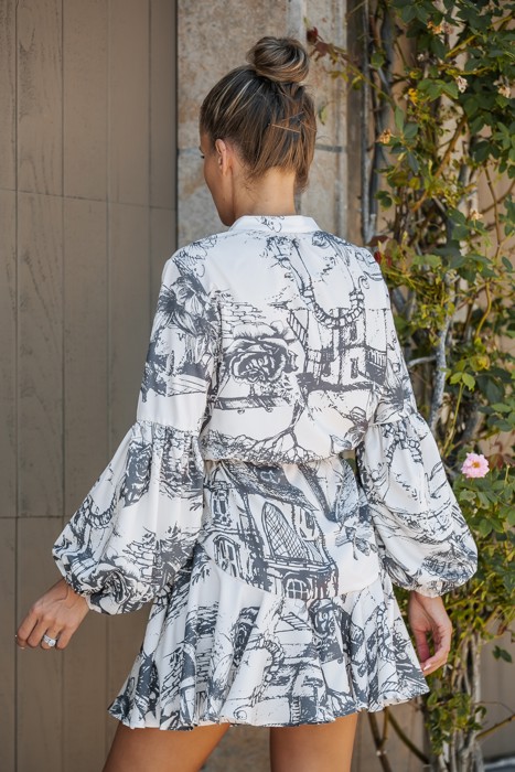 Print Billowy Fit Mini Flowy Skirt