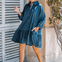 Medium Moonlight PUFF SLEEVES OVERSIZED MINI DRESS WITH POCKETS