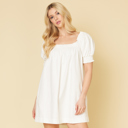 Medium IVORY PUFF SLEEVES MINI DRESS W/ POCKETS