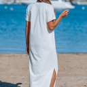 Large IVORY RELAXED MAXI TEE W/ SIDE SLITS