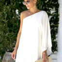 Small Chalk One Shoulder Statement Dress