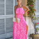 Small Fuchsia STRAPLESS MAXI DRESS