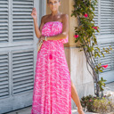 Medium Fuchsia STRAPLESS MAXI DRESS