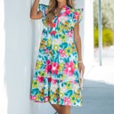  FLOWER PRINT TIERED RUFFLE MIDI DRESS