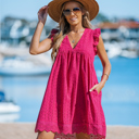 Small Fuchsia Eyelet Pocketed Dress