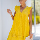 Small Lemon Drop Eyelet Pocketed Dress