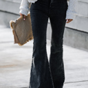 Medium Black WASHED HIGH RISE FLARE JEANS