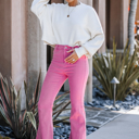 XL Rose Violet WASHED HIGH RISE FLARE JEANS