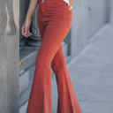 Small Burnt Sienna WASHED HIGH RISE FLARE JEANS
