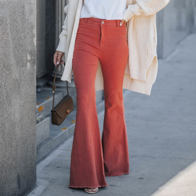 WASHED HIGH RISE FLARE JEANS