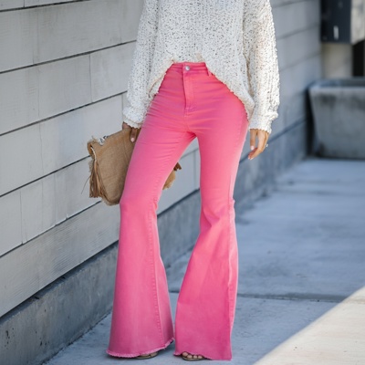 WASHED HIGH RISE FLARE JEANS