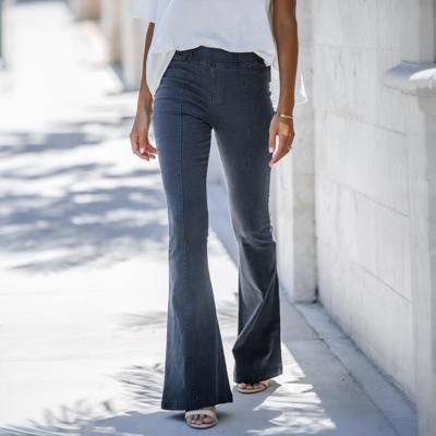 Washed Elastic Waist Flare Pants