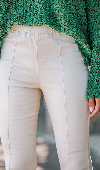 Washed Elastic Waist Flare Pants