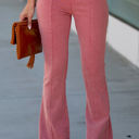 Large Washed Marsala Washed Elastic Waist Flare Pants