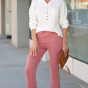 Large Washed Marsala Washed Elastic Waist Flare Pants