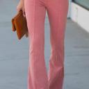 Small Washed Marsala Washed Elastic Waist Flare Pants