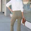 Small Olive Washed Elastic Waist Flare Pants