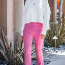 Medium Rose Violet Washed Elastic Waist Flare Pants