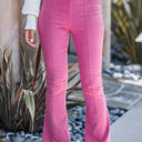 Medium Rose Violet Washed Elastic Waist Flare Pants